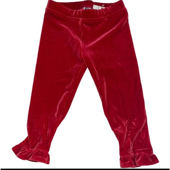 new janie and jack red velvety toddler leggings size 12-18 months - Picture 1 of 5